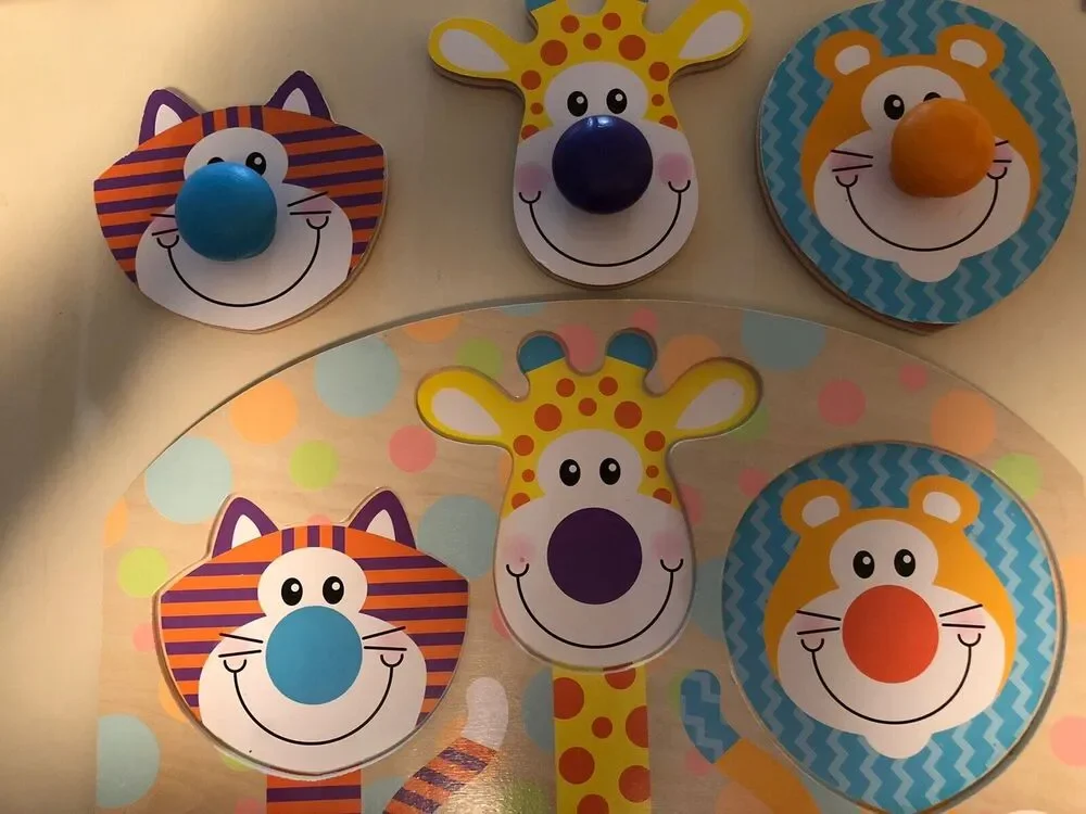 MELISSA & DOUG Jumbo Knob Wood Puzzle.”Safari”. 3‎ Pieces. Excellent Condition.